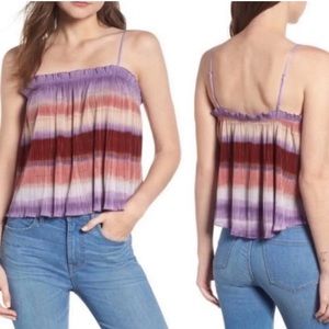 Madewell Tank Tops Purple Red Cream Ombre Textured Micropleat Casual Tops
